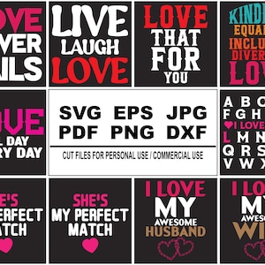 Love Quotes T Shirt Design, Couple Quotes,Husband Wife Quotes,Design Bundle,Anniversary Valentine&#39;s Day Gift, Digital File, Instant Download
