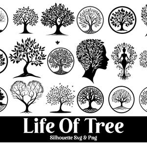 Tree of Life Silhouette: Family Tree SVG PNG Clipart (Digital File)