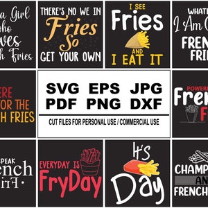 French Fries T Shirt Bundle, French Fries SVG PNG, Crisps Svg, Food Svg Bundle, French Fries Shirt For Men Woman, Cutfile Instant Download