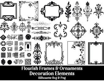 Flourish Frame SVG Bundle: Wedding Invitation Ornaments (SVG & PNG)