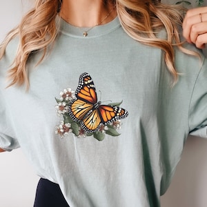 Butterfly Shirt Butterfly Graphic Shirt Womens Comfort Colors Butterfly Shirt Gift For Biologist, Gift for mom Monarch butterfly Shirt