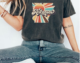 Arkansas Shirt Comfort Colors Sunburst Graphic shirt Women tshirt Gift For her Gift for mom Traveler Gift Gift for hiker