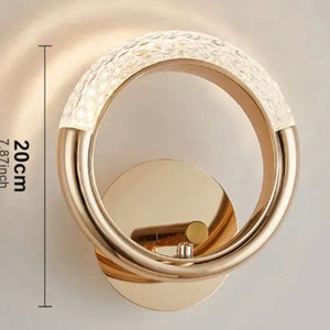 Golden Crystal Wall Light | Minimalistic | LED Light | LED sconce with sparkling crystal accents