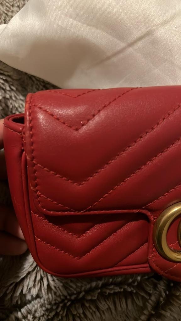 Gucci GG Marmont Flap Bag Matelasse Leather Super Mini Red - Etsy