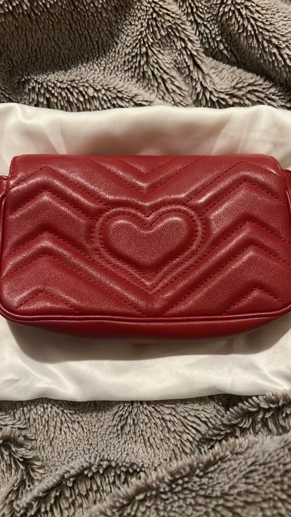 Gucci GG Marmont Flap Bag Matelasse Leather Super Mini Red Etsy