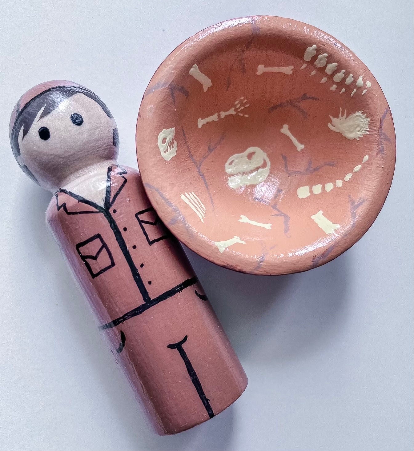 Dino Dig Paleontologist Peg Doll Sorting Bowl Set for Sensory Play and Learning Etsy