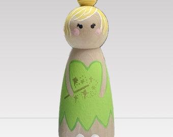 Tinkerbell Pixie Fairy inspired Peg Doll for Sensory Play Peg people small world play hands on Learning