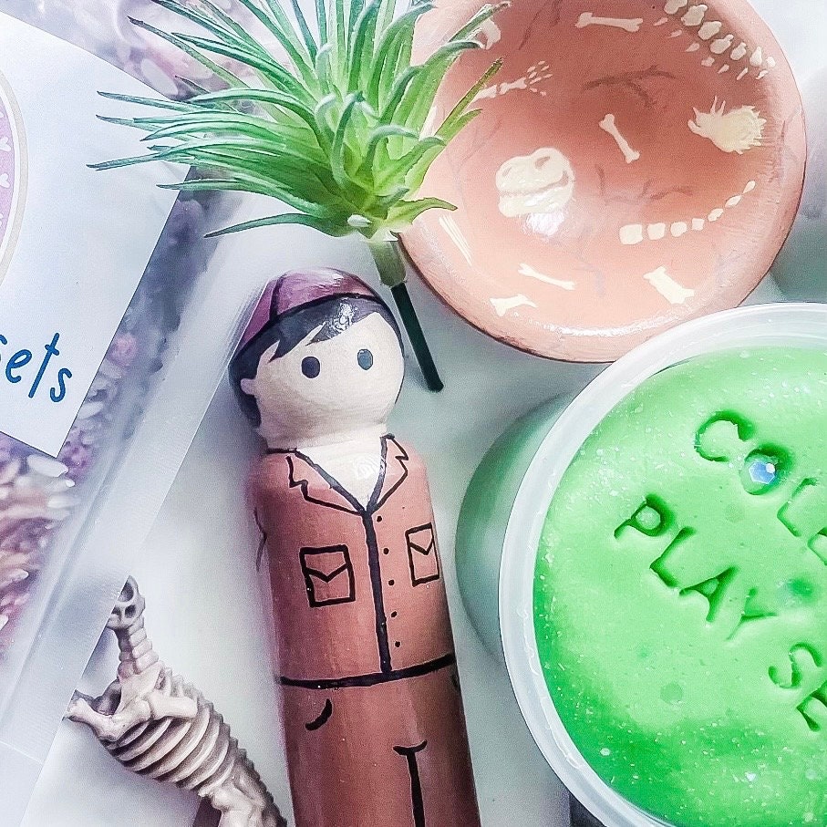 Dino Dig Paleontologist Peg Doll Sorting Bowl Set for Sensory Play and Learning Etsy