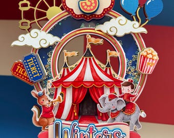 Circus Birthday Cake Topper Personalized I Carnival Party Decoration Kids Birthday