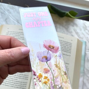 Just One More Chapter Flower Foil Bookmark  Gift For Book Lover  Unique Unique Handcrafted Page Marker  Book Club Gift