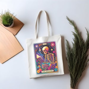 Tarot Card The Reader Tote Bag, Custom Book Bag, Library Bag, Book Lover Bag, Birthday gift, Gift for Teacher