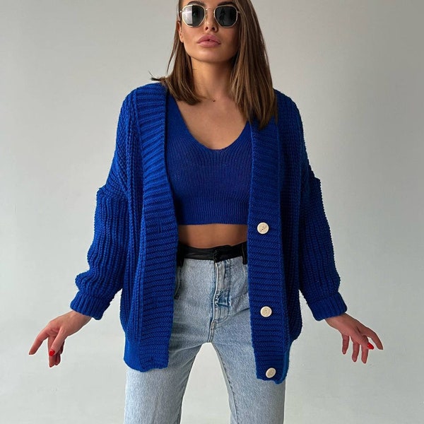 Chunky Knit Cardigan - Etsy UK