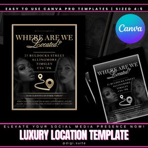 Location Editable Gold Canva Template,Beauty Salon Canva Templates,Social Media Post,Beautician,Aesthetics,aesthetics business,digital flyer