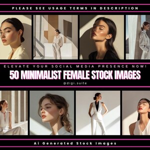 50 Minimalist Female Beauty Stock Images, Portrait Stock Images, Social Media, High Quality PNG Files, Luxury Stock Photos, Canva, Ai