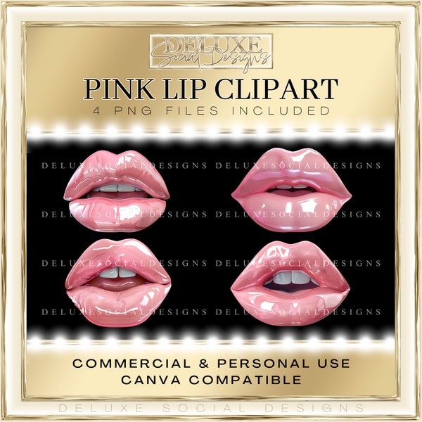 Pink Lip ClipArt, Social Media Content Design, commercial use, PNG Clip Art, Canva, Luxury Clipart, lips, beautician, social media, insta