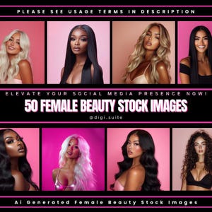 50 Female Beauty Stock Images, Portrait Stock Images, Social Media, High Quality PNG Files, Luxury Stock Photos, Canva, Ai
