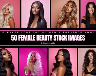 50 Female Beauty Stock Images, Portrait Stock Images, Social Media, High Quality PNG Files, Luxury Stock Photos, Canva, Ai