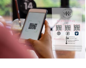 Personalized Acrylic QR Code Sign Modern Event & Wedding Decor Social Media and Business Name Plate