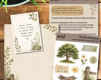 Worth Noticing | Weekly Journaling Kit | Nature Inspired | Junk Journal Ephemera | Gratitude Journal | Slow Living