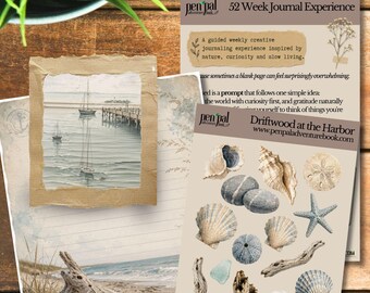 Driftwood at the Harbor | Weekly Journaling Kit | Nature Inspired | Junk Journal Ephemera | Gratitude Journal | Slow Living