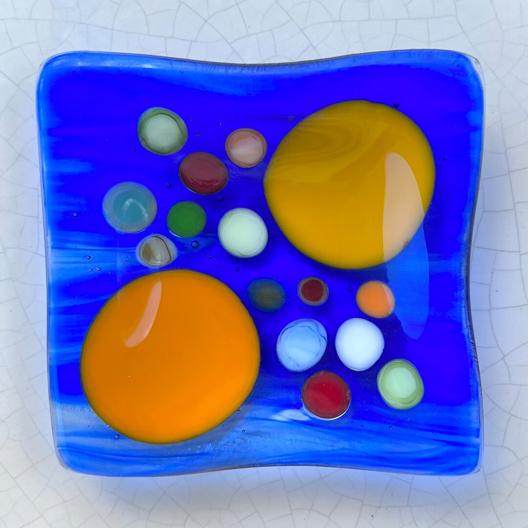 Fused Glass Vanity Dish Colorful Home Decor Gift for Her Circles