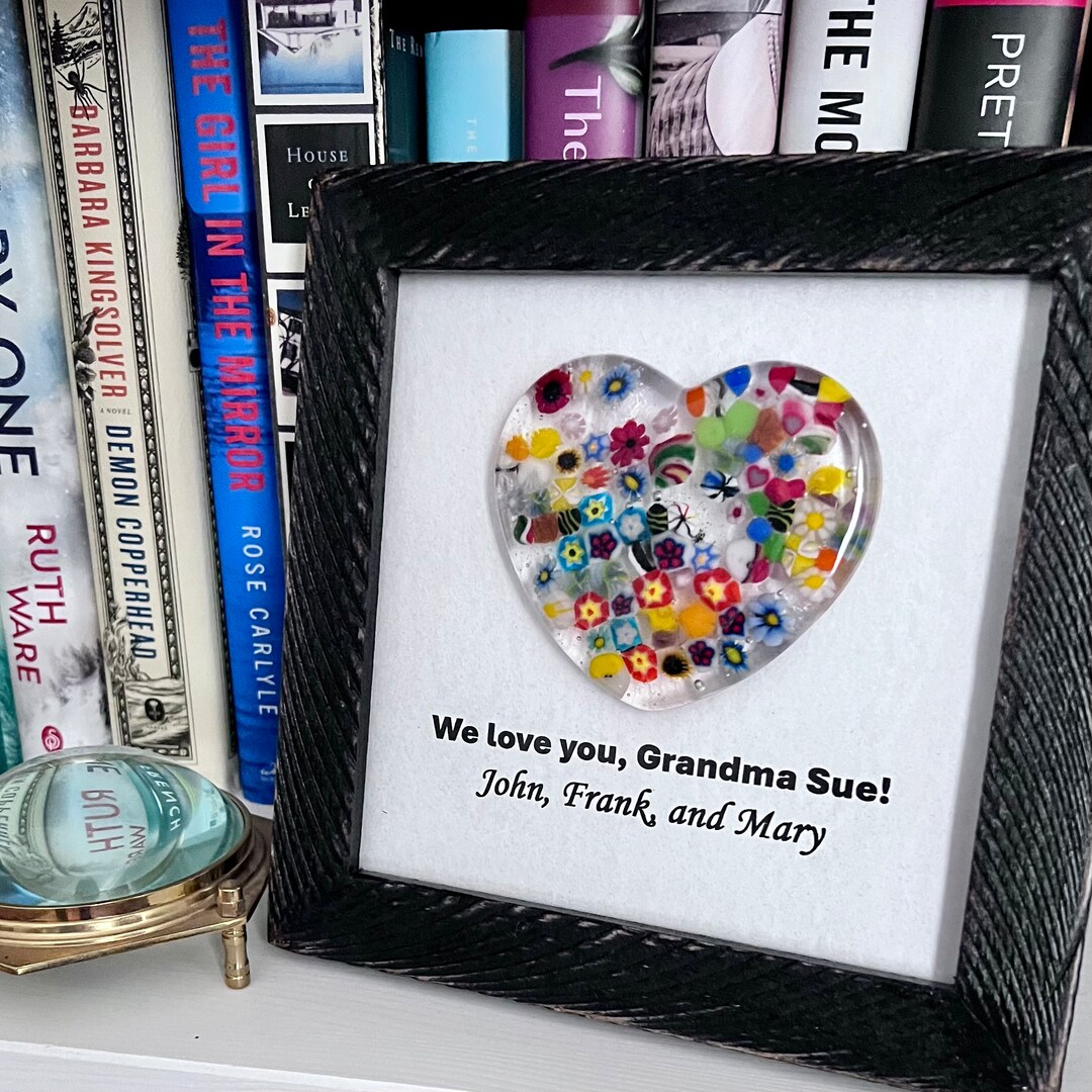 Custom Message Framed Wall Art Personalized Grandma Gift Fused Glass
