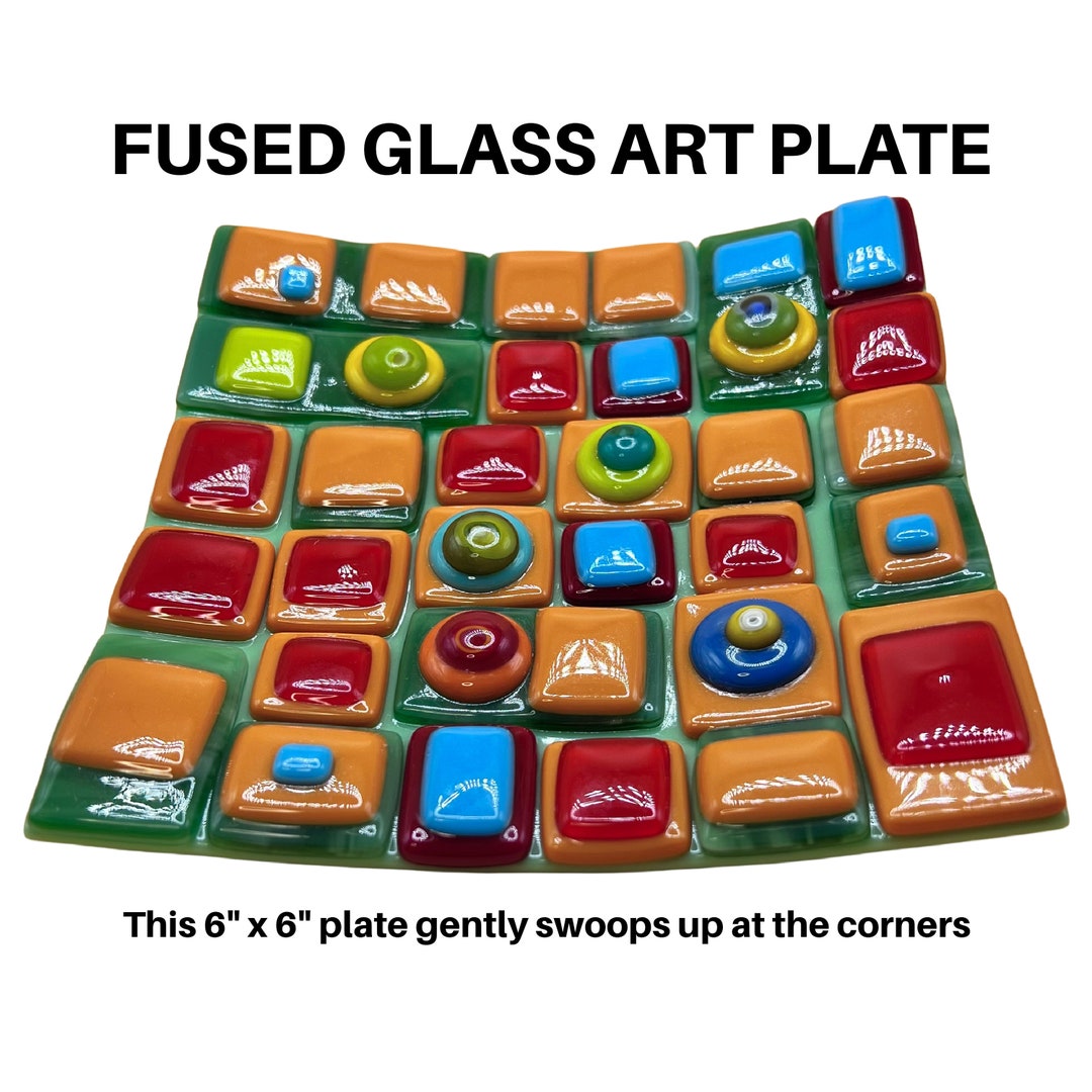 Art Glass Gift for Her Fused Art Glass Plate Decorative Etsy