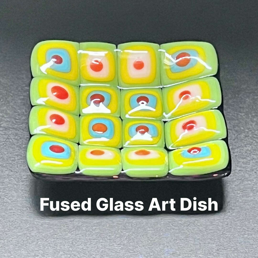 Polka Dots Fused Glass Jewelry Dish Colorful Home Decor Gift for Her