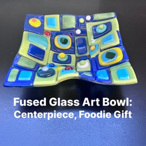 Fused Glass Art Plate: Colorful Handmade Centerpiece, Home Decor