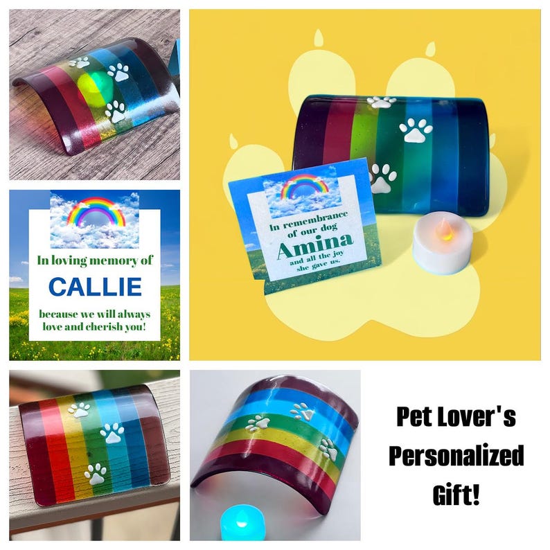 Fused Glass Rainbow Bridge Pet Memorial: Personalized Keepsake Gift - Etsy