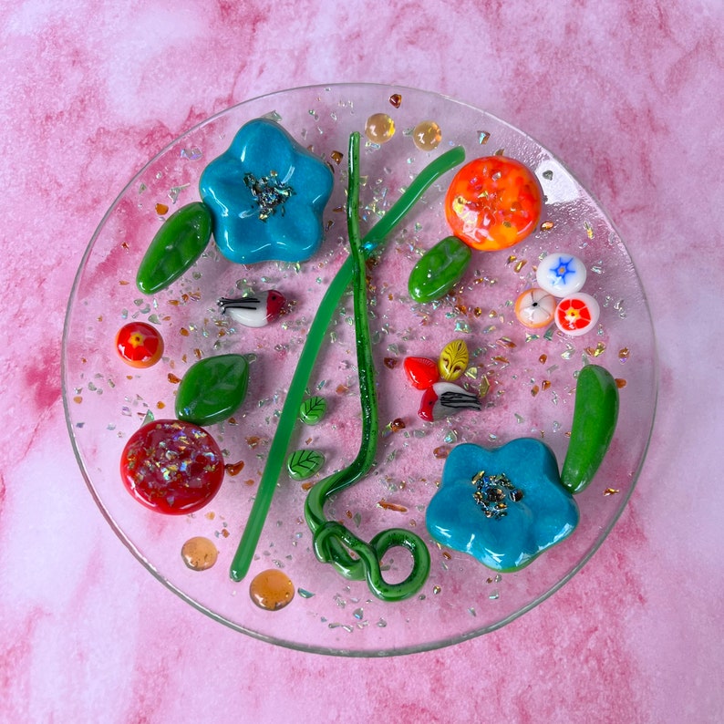 Flower Dish Decorative Bowl Fused Glass Glass Dish Etsy