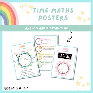 Time Maths Posters | Analog & Digital Time | Printable Clock Posters | Time Telling Classroom Display PDF