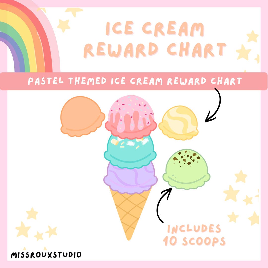 Pastel Ice Cream Reward Chart | Kids Behavior Motivation (PDF Download ...