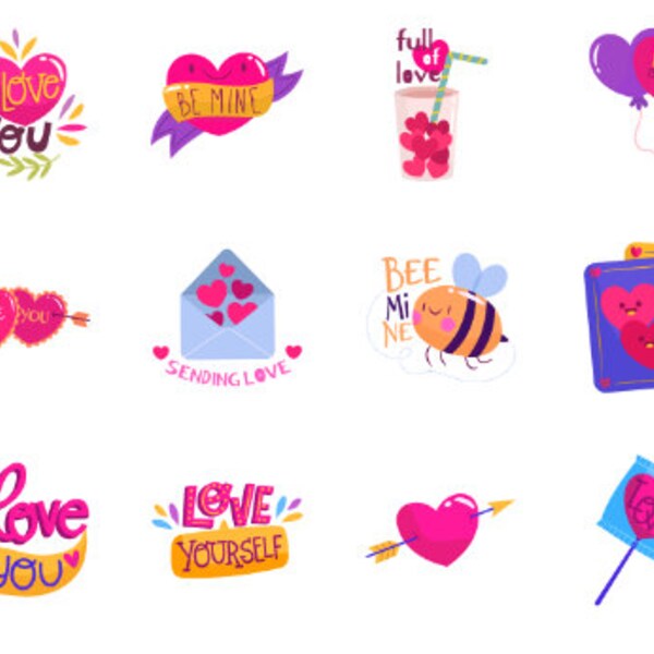 Endless Love: Over 300 Digital Love Stickers for Romantic Crafts, Journals & Gifts - Instantly Downloadable