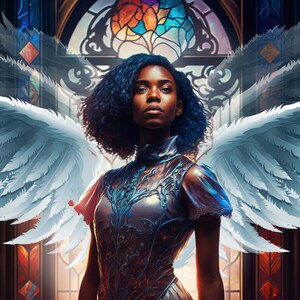Stain Glass Series; Black Girl Angel Art 2