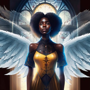 Stain Glass Series: Black girl Angel 3