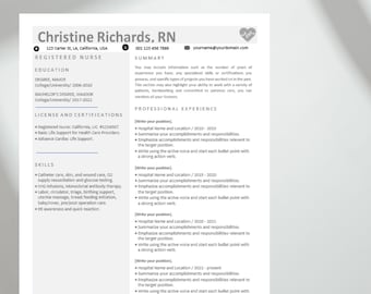 Szablon CV pielęgniarki dyplomowanej Nowoczesny szablon w programie Word Kreatywny przykład CV, profesjonalny szablon CV Wszystko w jednym, łatwy do dostosowania, wstępnie napisany