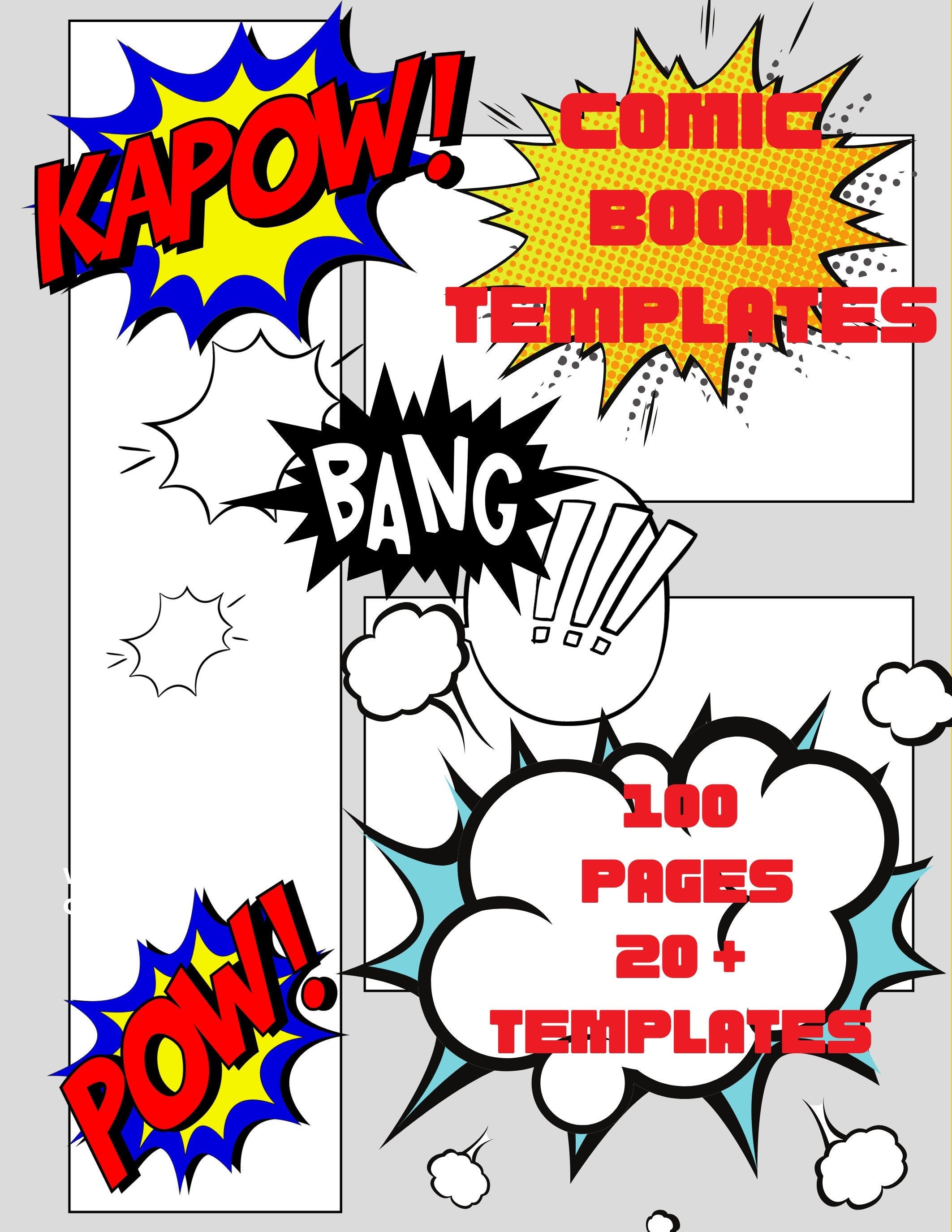 Comic Book Strip Templates Superhero Cartoon Blank Digital Paper Clipart  Create Your Story DIY Comic Book Story Book INSTANT DOWNLOAD Pdf 