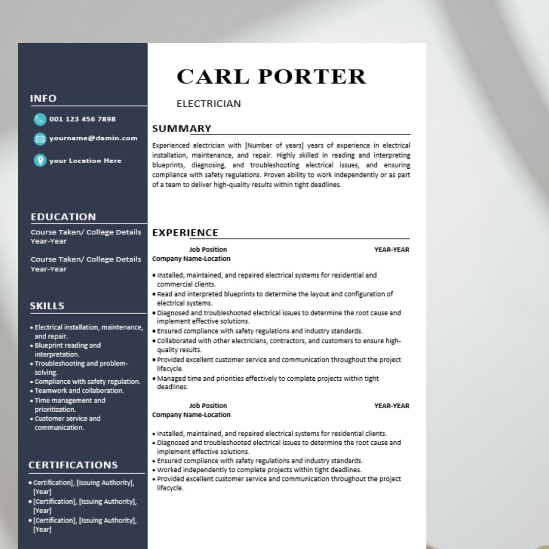 Electrician CV Template Modern Template In Word Creative Resume Sample electrician-resume-sample-mt-home-arts