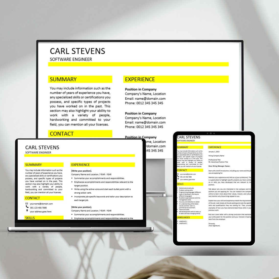 Software Developer CV Template Modern Template in Word-minimalist ...