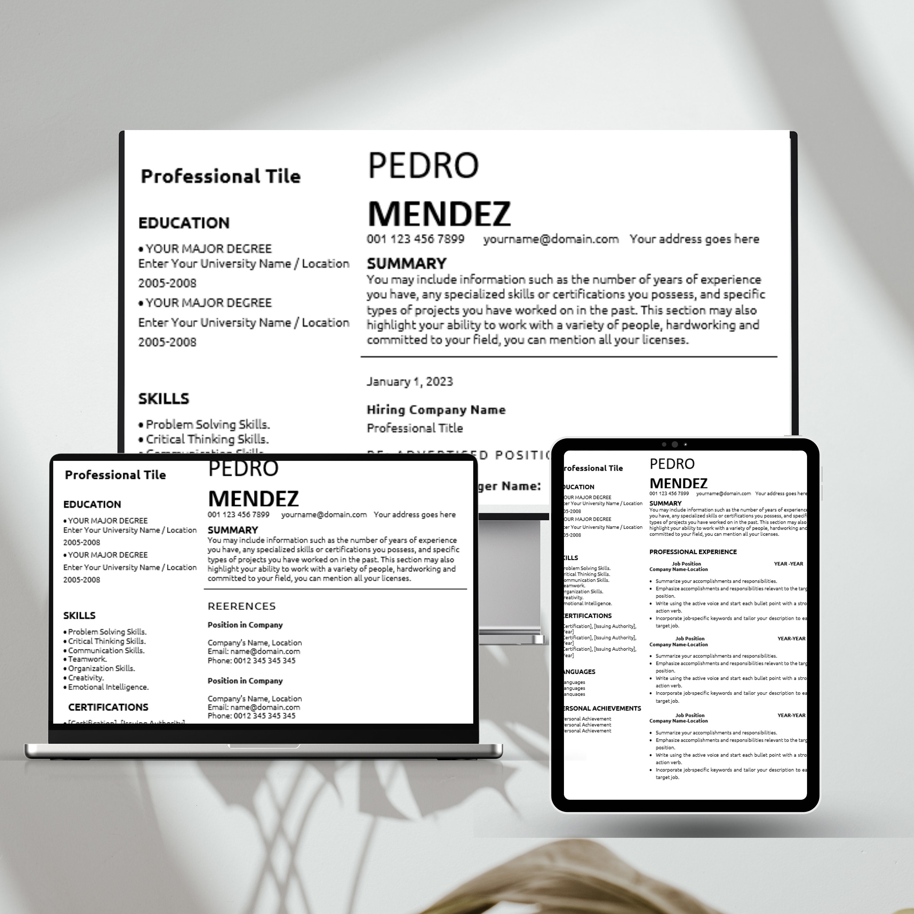 Minimalist CV Template Modern Template in Word Creative Resume Sample