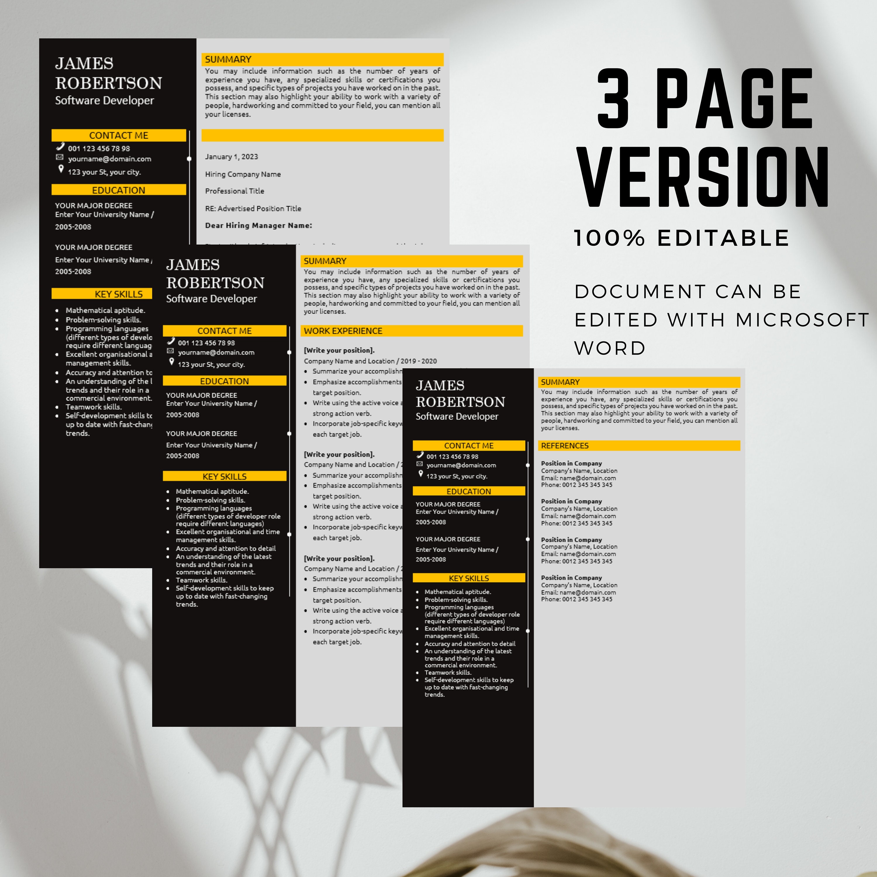 Software Developer CV Template Modern Template in Word-creative Resume ...