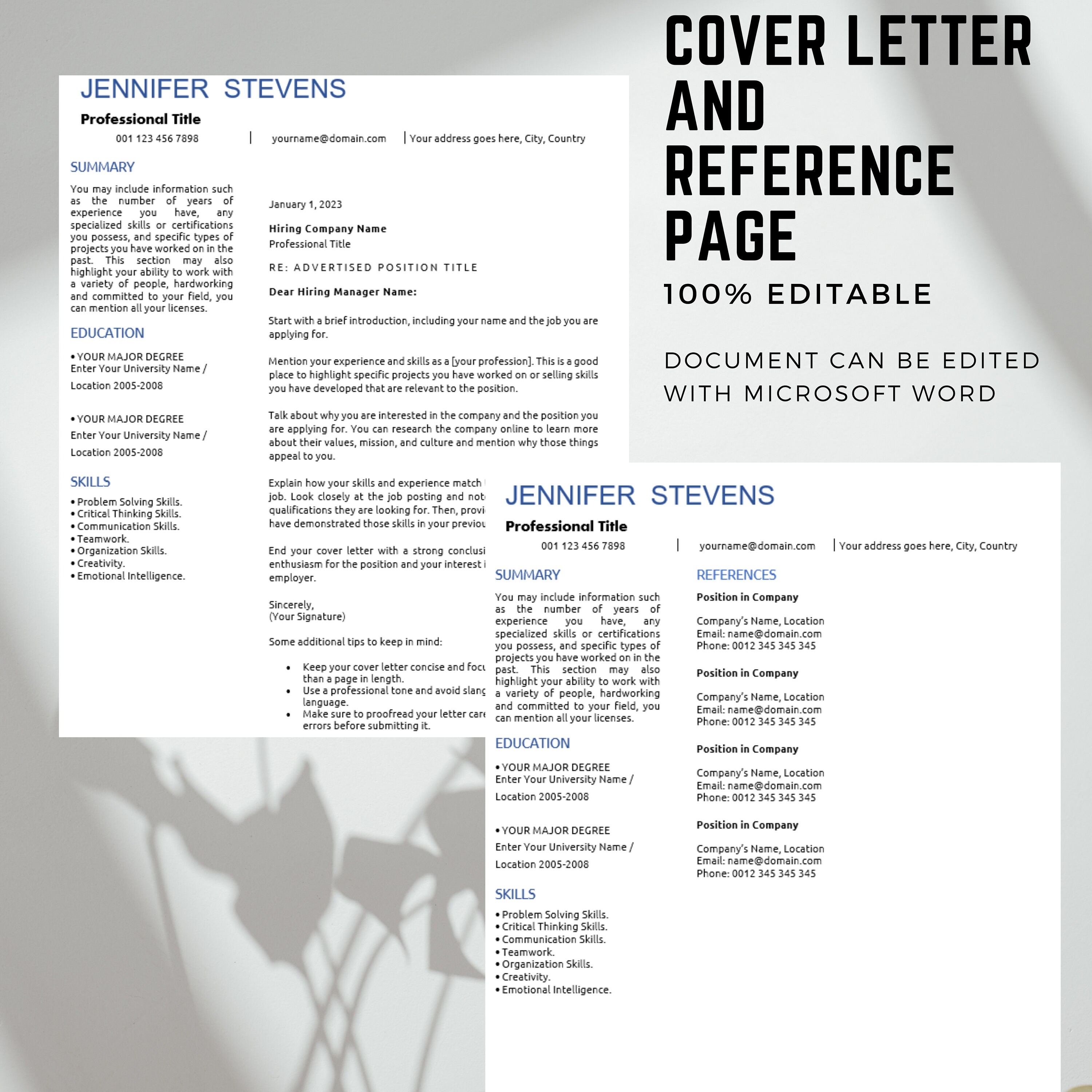 Professional CV Template in Word Creative Resume Sample,modern CV ...