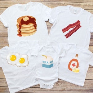 Group Breakfast Food Costume Shirts,Matching Halloween Costumes tees,Cute Tournament Tshirt, Family Halloween Costume Shirts, Bacon and eggs