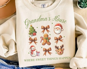 Grandma's House Custom Christmas Sweatshirt,Cute Nana Sweater,Winter Sweater for Grandma,Christmas Gift for Gigi,Grandma Birthday Gift Shirt