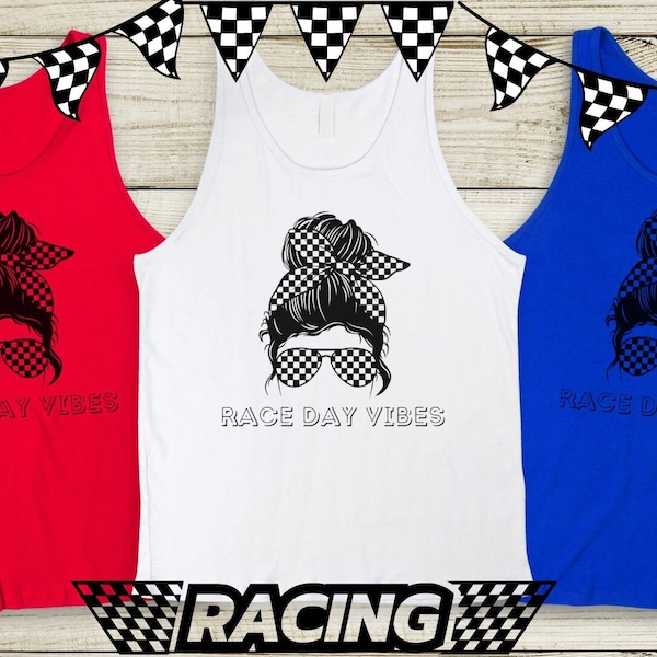 Race Day Vibes Tank,Racing Tank,Dirt Track Tank,Open Wheel Tee,American Flag Shirt,Checkered Flag Shirt,Open Wheel Shirt, Womans Race Tank