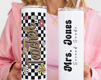 Personalized Teacher Tumbler, 20oz Teacher Cup, Teacher Gift, Teacher Appreciation, Custom Name Tumbler, End of Year, Back to School Gift