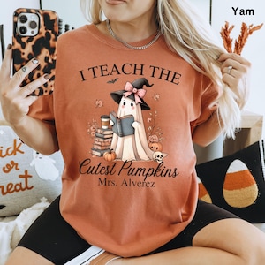 Ghost Reading Teacher Comfort Colors® T-Shirt,Bookish Halloween Shirt,Custom Teacher Gift,Librarian Halloween Gift,Ghost Shirt,Reading Tee