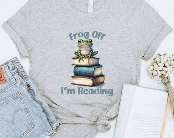 Funny Frog Reading Book T-Shirt: Retro Self Care Tee