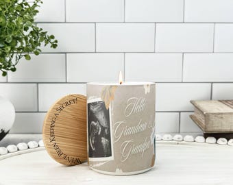 Pregnancy Reveal Candle: Custom Grandparent Announcement Gift